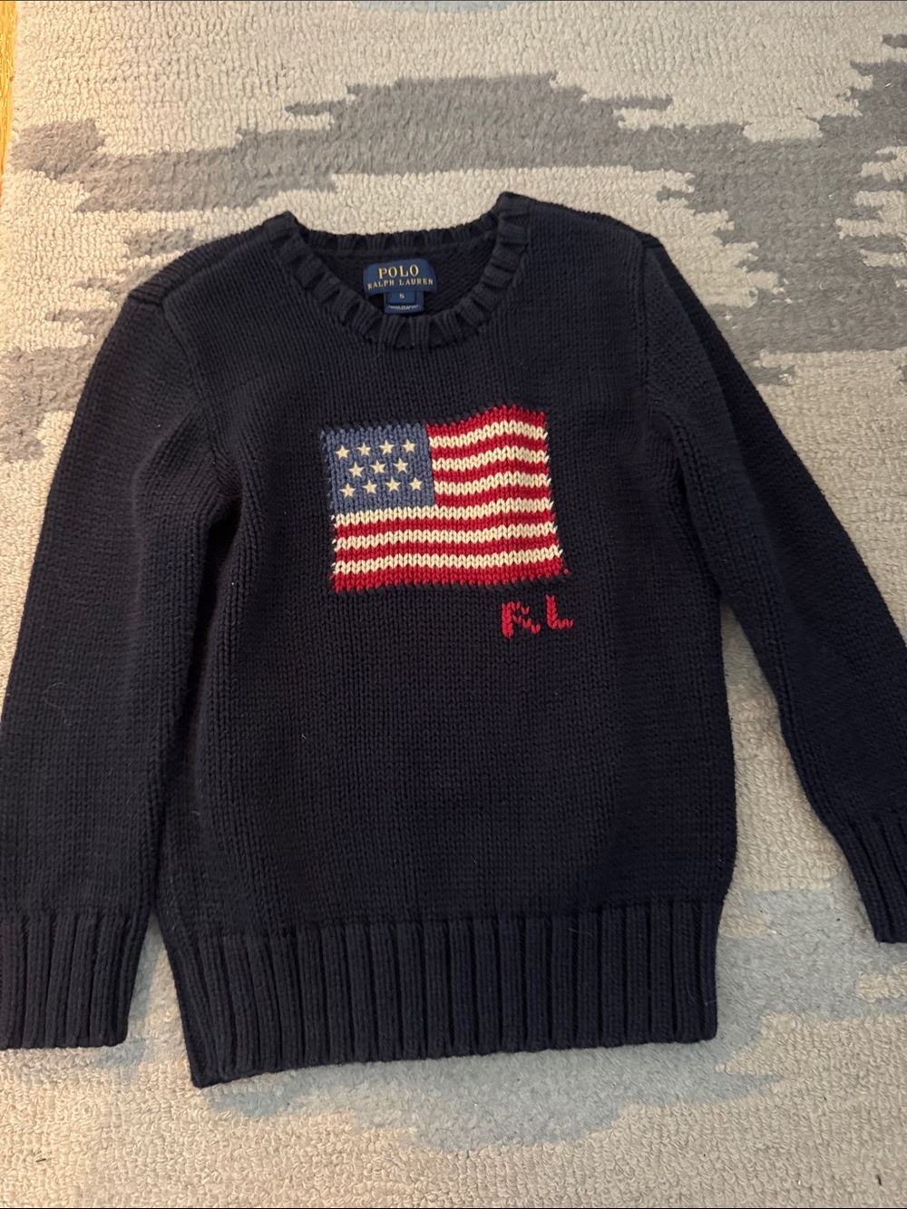 Kids Navy Polo by Ralph Lauren  Navy Flag Crewneck Sweater